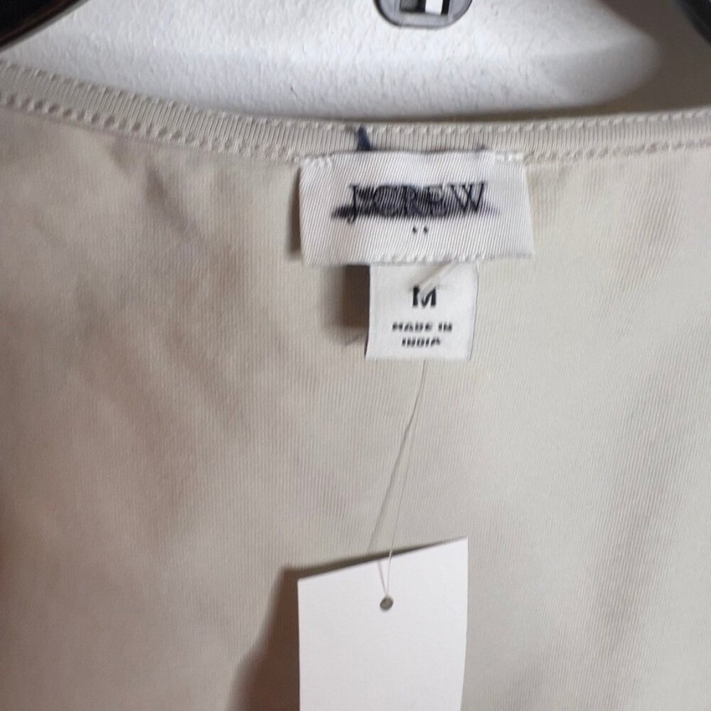 J.Crew $45 Cap-sleeve stretch cotton-blend squareneck tank top Stone Sz M CG020 - Picture 2 of 5